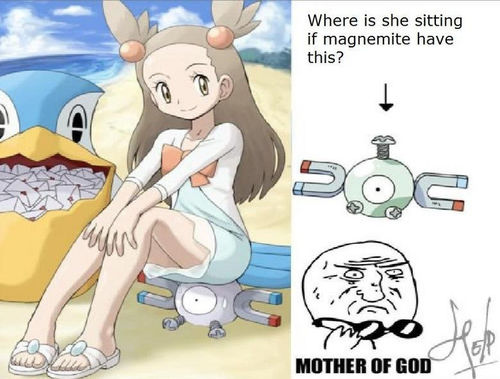 Where is she sitting if magnemite have this? MOTHER OF GOD