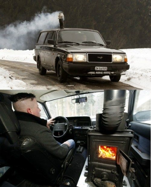 russian car with a stove