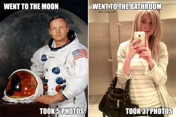 WENT TO THE MOON TOOK 5 PHOTOS WENT TO THE BATHROOM TOOK 37 PHOTOS