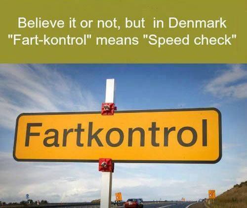 Believe it or not, but in Denmark 'Fart-kontrol' means 'Speed check' Fartkontrol