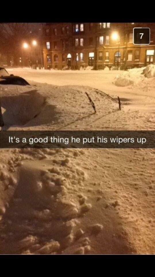 It's a good thing he put his wipers up