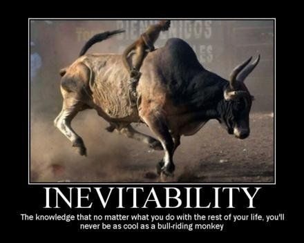 INEVITABILITY The knowledge that no matter what you do with the rest of your life, you'll never be as cool as a bull-riding monkey