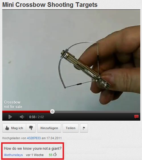 Mini Crossbow Shooting Targets How do we know youre not a giant?
