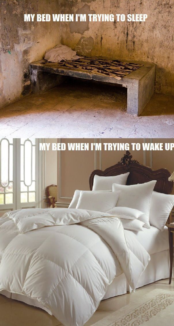 MY BED WHEN I'M TRYING TO SLEEP MY BED WHEN I'M TRYING TO WAKE UP