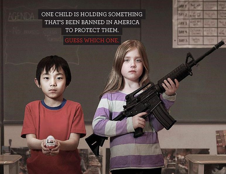 ONE CHILD IS HOLDING SOMETHING THAT'S BEEN BANNED IN AMERICA TO PROTECT THEM.
 GUESS WHICH ONE.