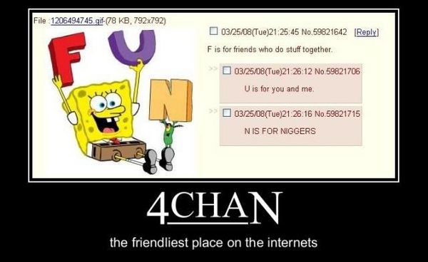 FUN F is for friends who do stuff together. U is for you and me. N IS FOR * 4CHAN the friendliest place on the internets