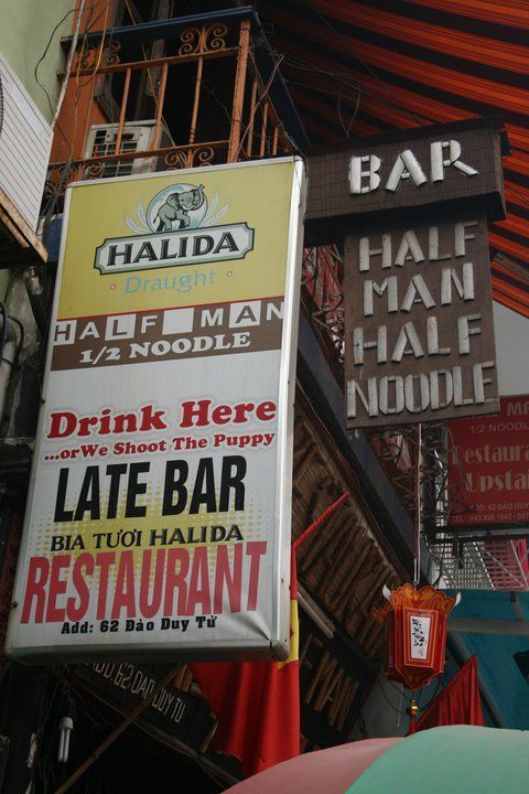 HALF MAN 1/2 NOODLE Drink Here ...or We Shoot The Puppy LATE BAR