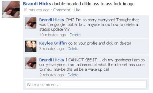 OMG I'm so sorry everyone! Thought that was the google toolbar lol... anyone know how to delete a status update??!?!