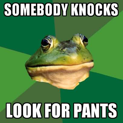 SOMEBODY KNOCKS LOOK FOR PANTS