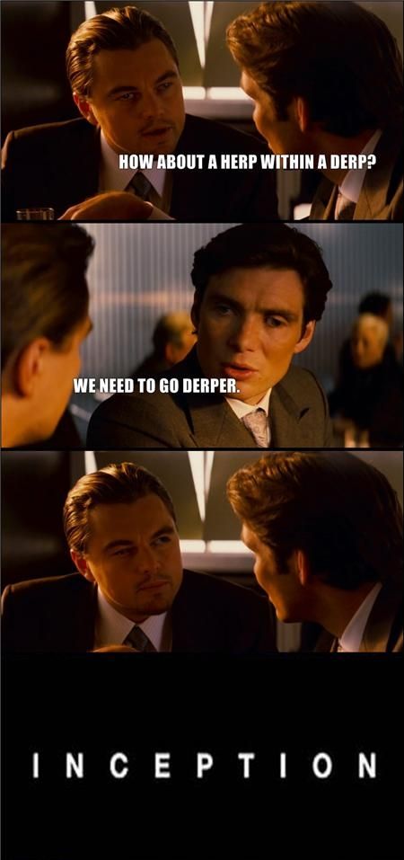 HOW ABOUT A HERP WITHIN A DERP? WE NEED TO GO DERPER. INCEPTION