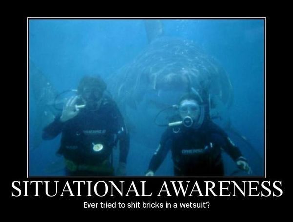 SITUATIONAL AWARENESS Ever tried to shit bricks in a wetsuit?
