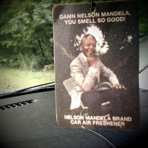 DAMN NELSON MANDELA, YOU SMELL SO GOOD! NELSON MANDELA BRAND CAR AIR FRESHENER