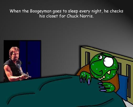When the Boogeyman goes to sleep every night, he checks his closet for Chuck Norris.