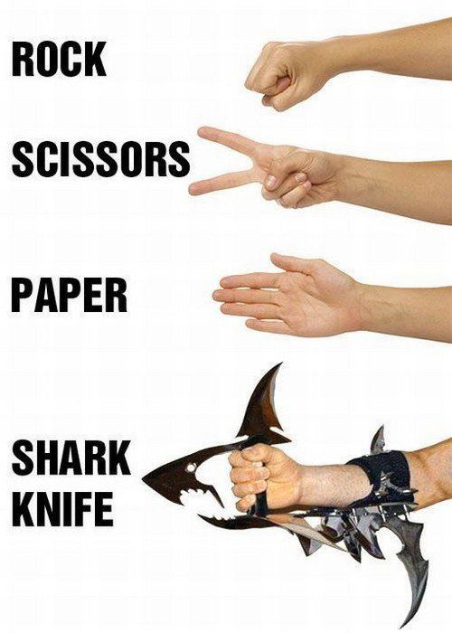 ROCK SCISSORS PAPER SHARK KNIFE