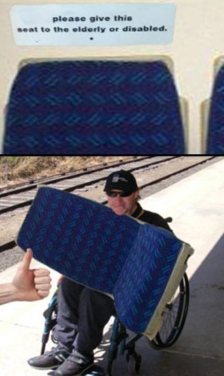 please give this seat to the elderly or disabled