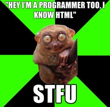 'HEY I'M A PROGRAMMER TOO, I KNOW HTML' STFU
