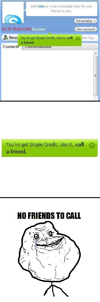 You've got Skype Credit. Use it, call a friend. NO FRIENDS TO CALL