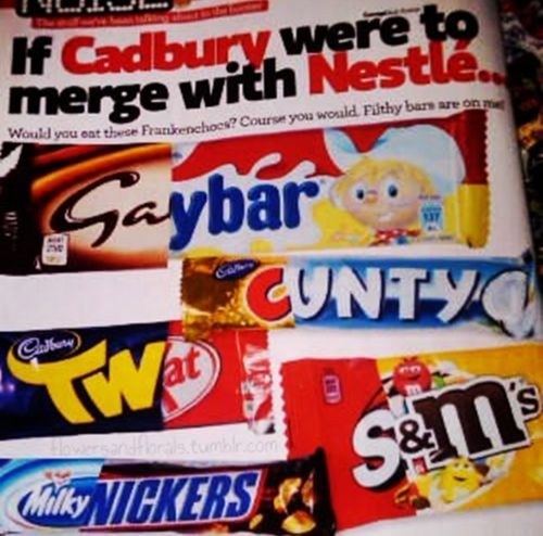If Cadbury were to merge with Nestle... Would you eat these Frankenchocs? Course you would.