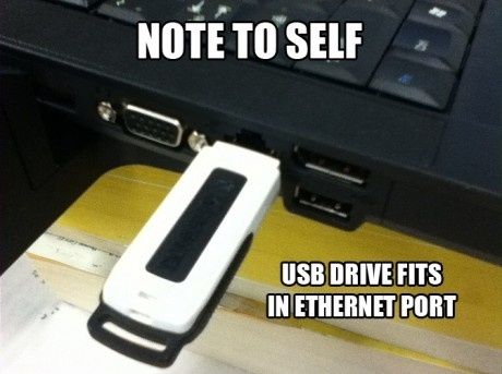 NOTE TO SELF USB DRIVE FITS IN ETHERNET PORT