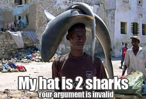 My has is 2 sharks Your argument is invalid