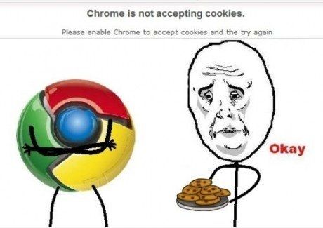 Chrome is not accepting cookies. Please enable Chrome to accept cookies and then try again. Okay