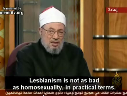 Lesbianism is not as bad as homosexuality, in practical terms.