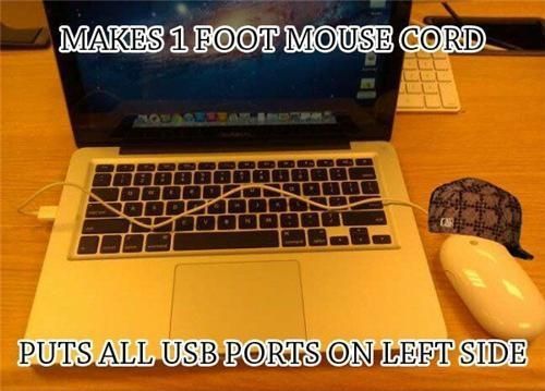 MAKES 1 FOOT MOUSE CORD PUTS ALL USB PORTS ON LEFT SIDE