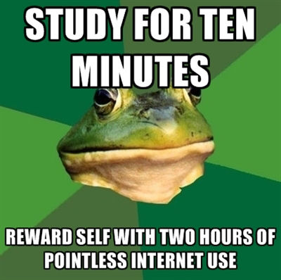 STUDY FOR TEN MINUTES REWARD SELF WITH TWO HOURS OF POINTLESS INTERNET USE