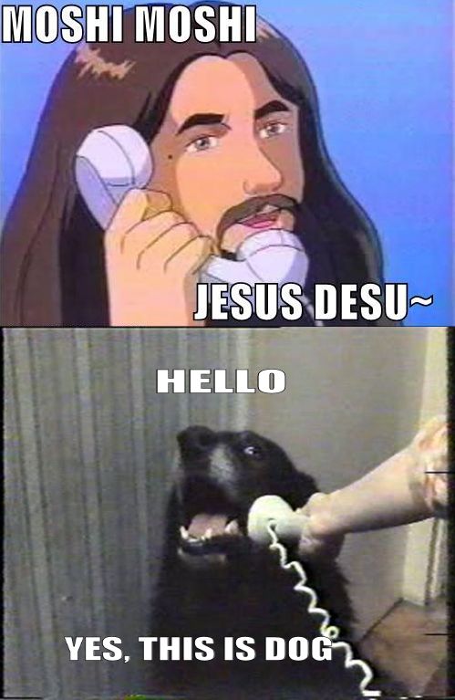 MOSHI MOSHI JESUS DESU~ HELLO YES, THIS IS DOG