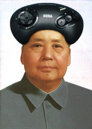 sega gamepad on maos head