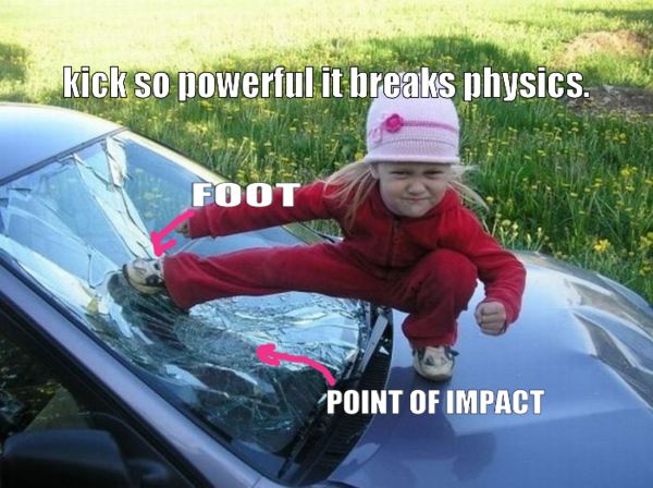 kick so powerful it breaks physics
 FOOT
 POINT OF IMPACT