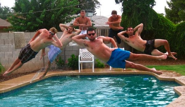 perfect timing over the pool