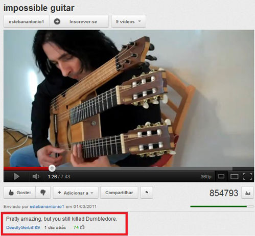 impossible guitar Pretty amazing, but you still killed Dumbledore.