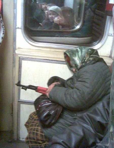 russian train woman with a gun