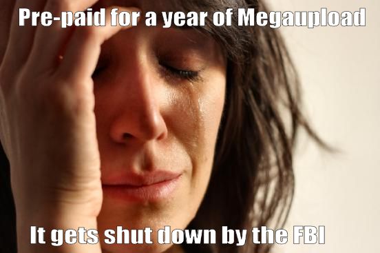 Pre-paid for a year of Megaupload It gets shut down by the FBI