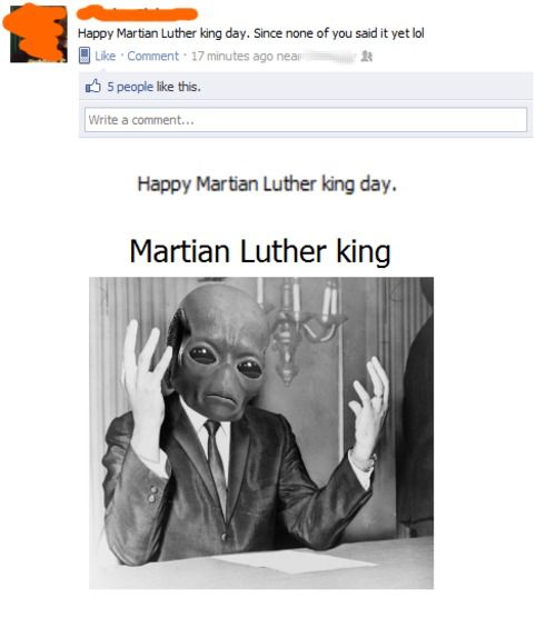 Happy Martian Luther king day. Since none of you said it yet lol Happy Martian Luther king day Martian Luther king