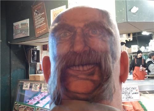 face tattoo on a backhead
