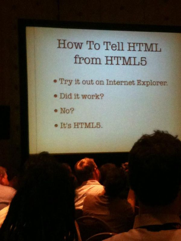 How To Tell HTML from HTML5 Try it out on Internet Explorer Did it work? No? It's HTML5.