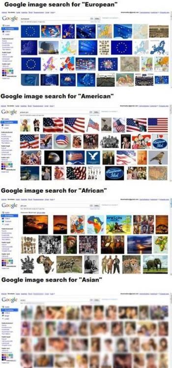 Google image search for 'European' Google image search for 'American' Google image search for 'African' Google image search for 'Asian'