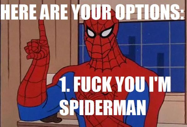 HERE ARE YOUR OPTIONS:
 1. F✡✞K YOU I'M SPIDERMAN
