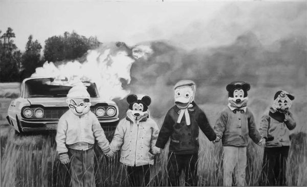 burning car disney characters nonsense