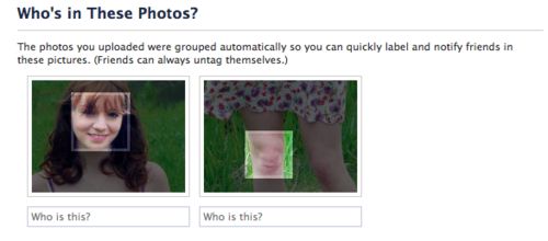 Who's in These Photos? The photos you uploaded were grouped automatically so you can quickly label and notify friends in these pictures.