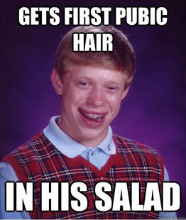 GET FIRST PUBIC HAIR IN HIS SALAD