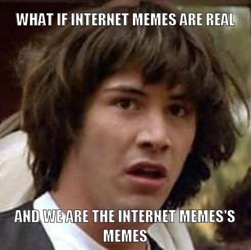 WHAT IF INTERNET MEMES ARE REAL
 AND WE ARE THE INTERNET MEMES' MEMES