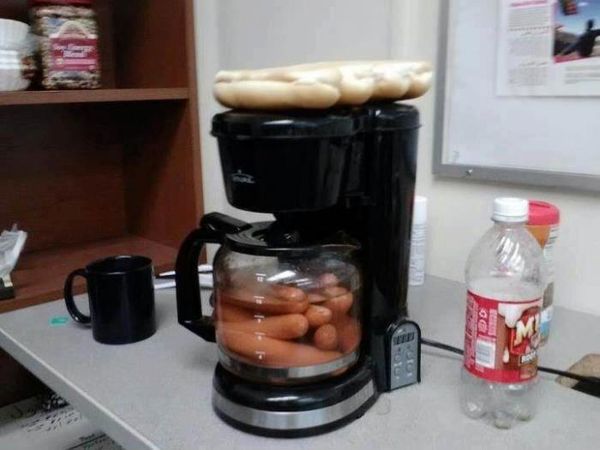 hot dogs from a coffee machine