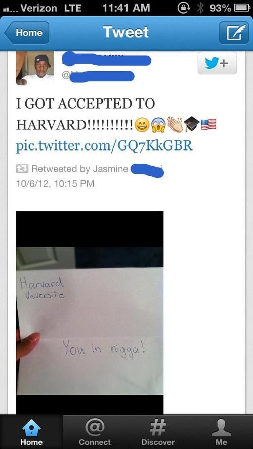 I GOT ACCEPTED TO HARVARD!!!!!!!!!!! Harvard Universite You in nigga!