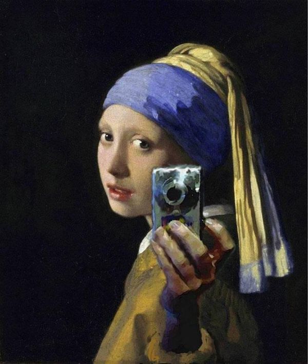 girl with a camera oil on canvas