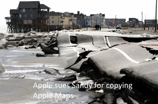 Apple sues Sandy for copying Apple Maps.