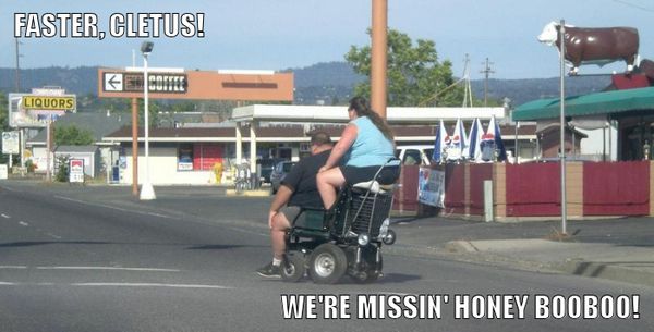 FASTER, CLETUS!
 WE'RE MISSIN' HONEY BOOBOO!