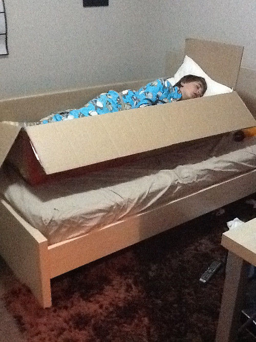 kid sleeping in a box nonsense